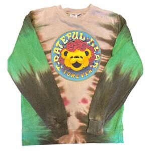 Grateful Dead Women's Forever Grateful Tie-Dye Crewneck Sweatshirt XS Earth Tone